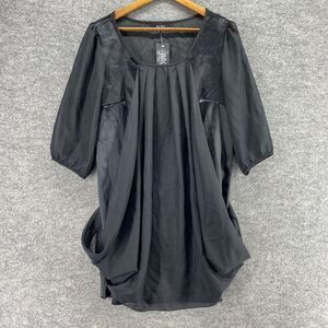 New Abody Dress Women XL Black Shift Midi Lined 3/4 Sleeve Round Neck Casual